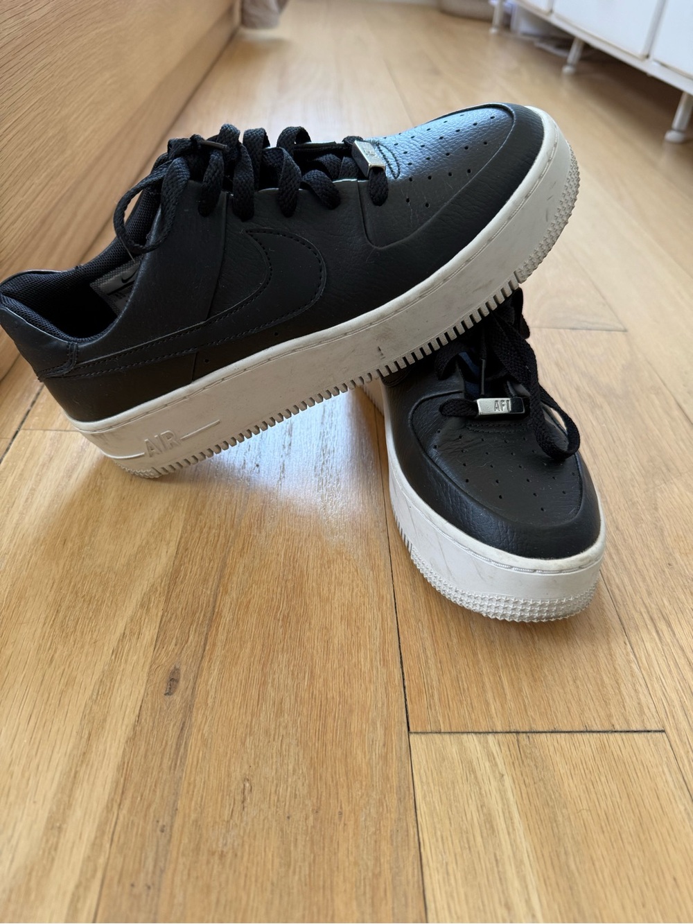Nike Black Sneakers with White Platform Sole - Women